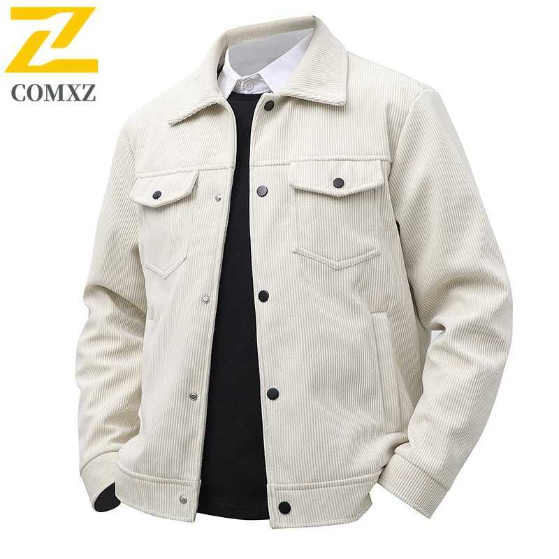 Men Corduroy Jacket Simple Style Versatile Skin Friendly Comfortable Windproof Jacket Business Casual Commuting Lapel Windbreaker W250623