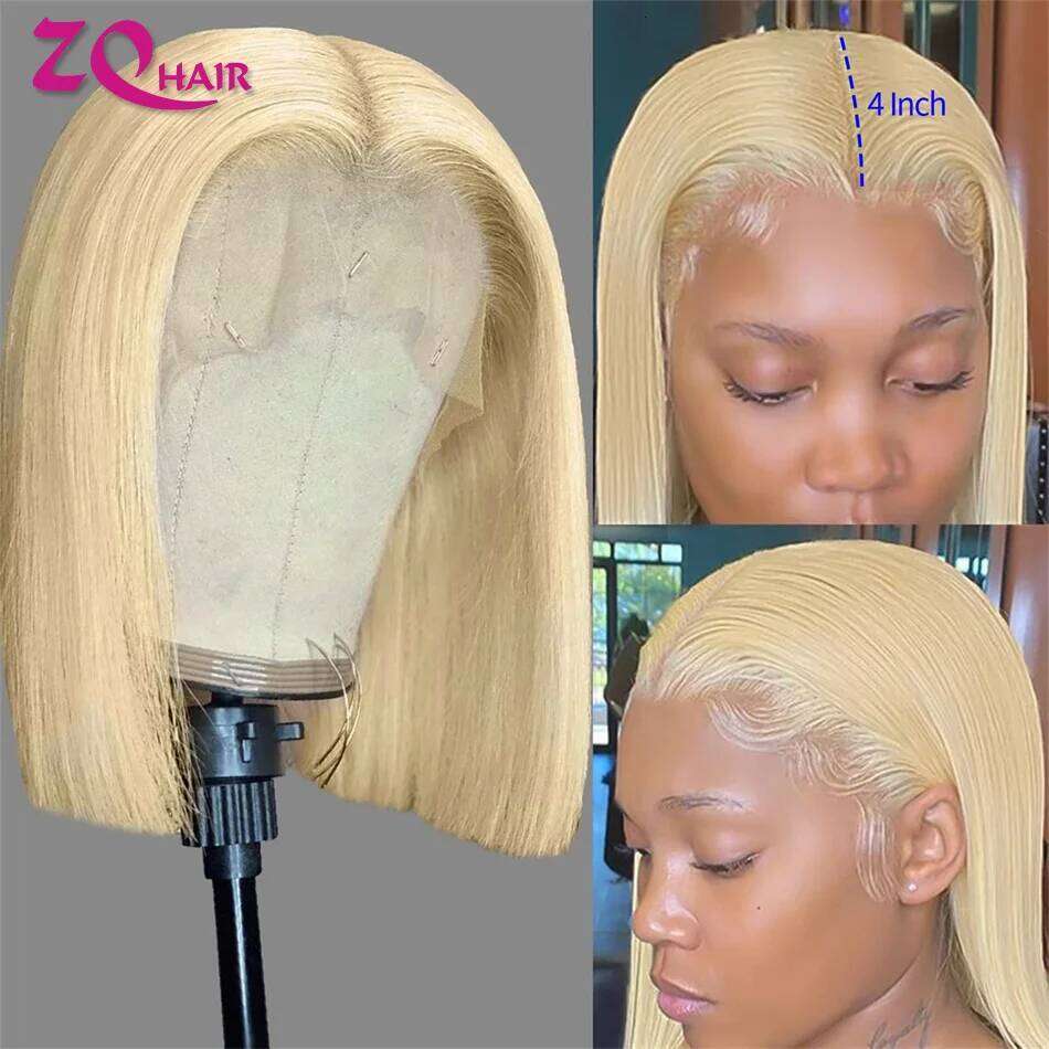 Short Cut 613 Blonde Bone Straight Hd Frontal Bob 13x4 HD Lace Front Wig 100% Human Hair Wigs