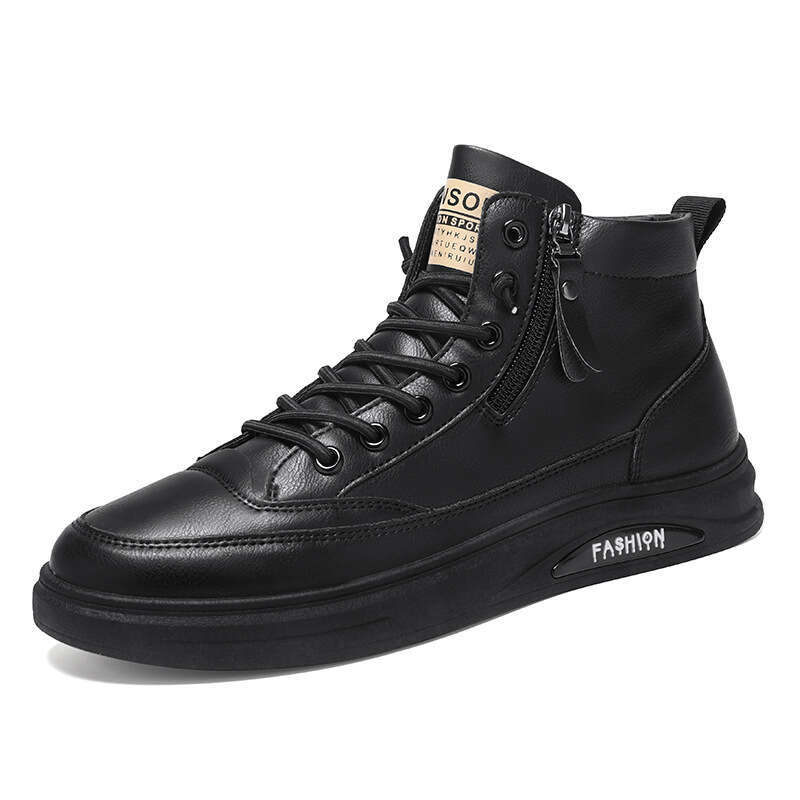 2024 Spring new New Breathable High-Top Men's Trendy Versatile Non-Slip Wear-Resistant Casual Leather Shoes Sneakers Men