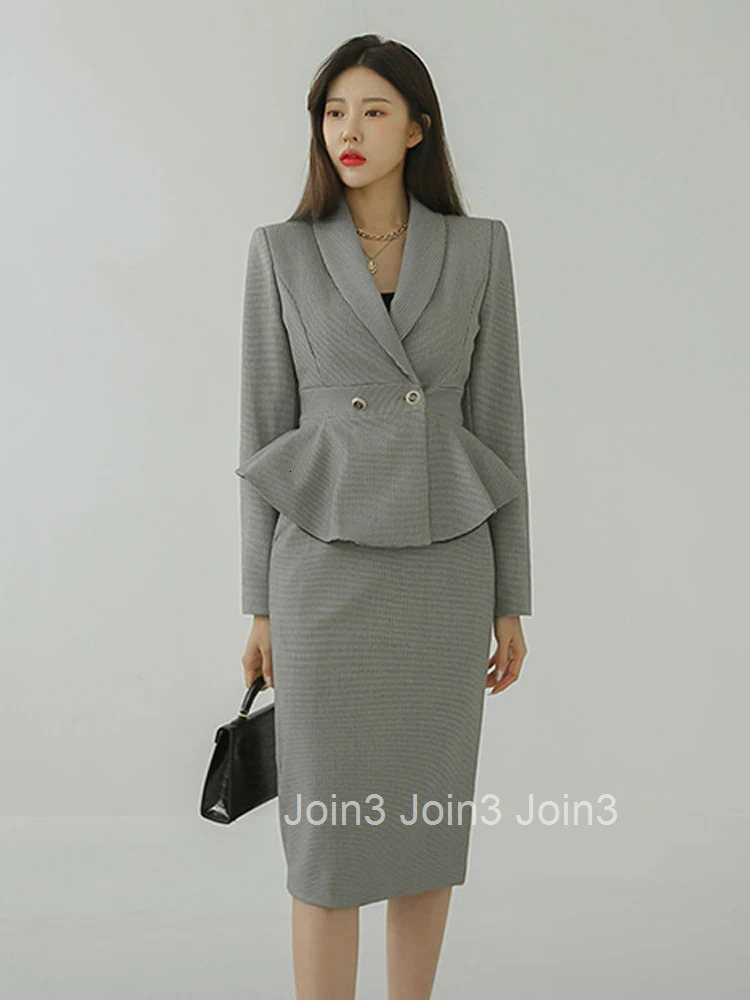 New Arrival Fashion Korean Style Sets For Women Temperament Slim Pencil Skirt And Vintage Ruffles Jacket Sexy Two Piece Set