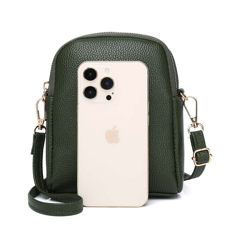 New Small Round Light Luxury Style Texture Lychee Pattern Shoulder Crossbody Bag, Women's Phone Bag