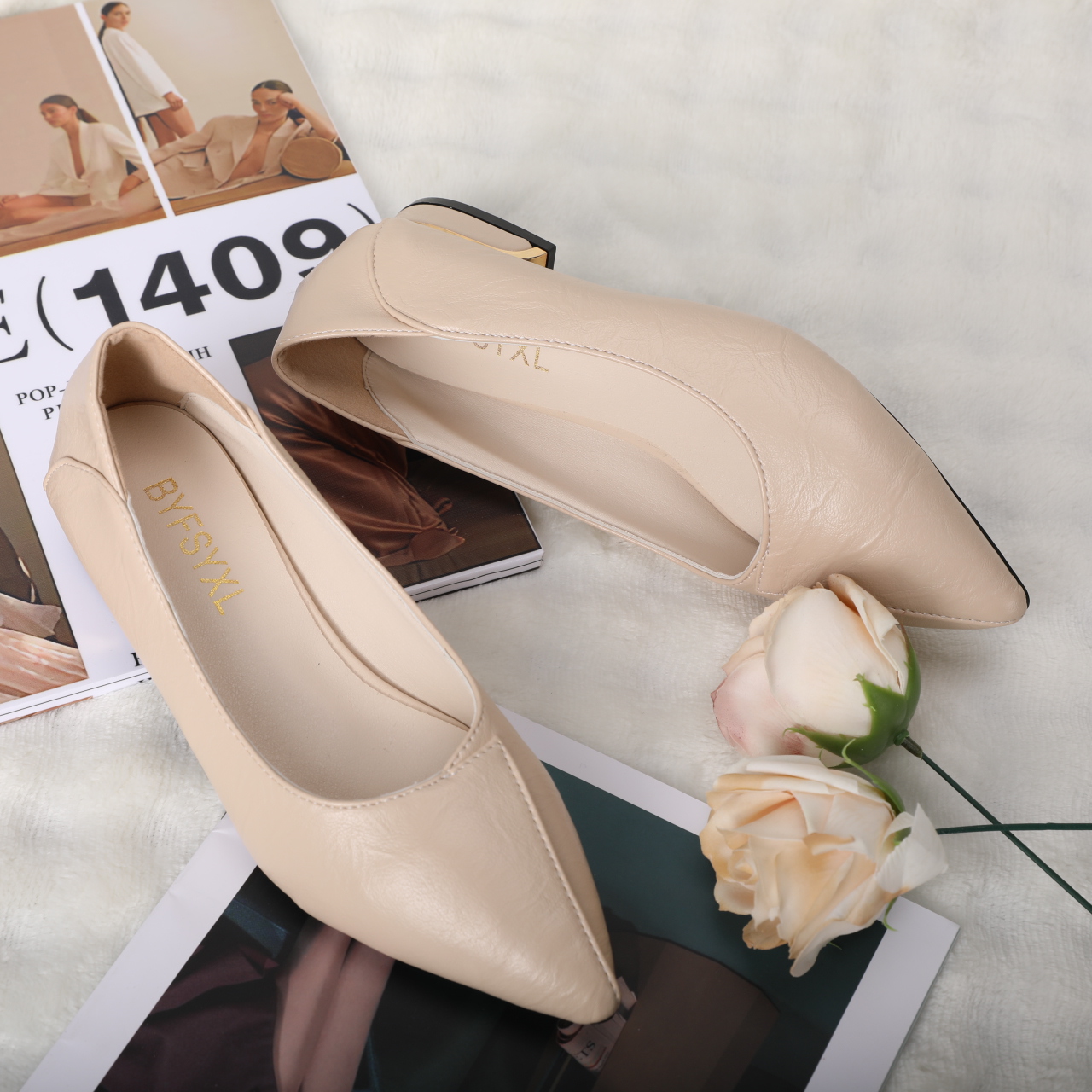 6688-Women's thick toes, low heels, work shoes, women's slouchy casual singles, women's comfortable dresses, fashionable casual wedding