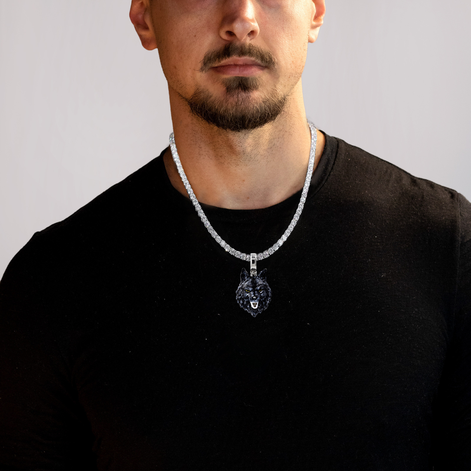 Luxury Premium Hip Hop Wolf Head Pendant Men's Niche Design Bold Wolf Totem Statement Necklace