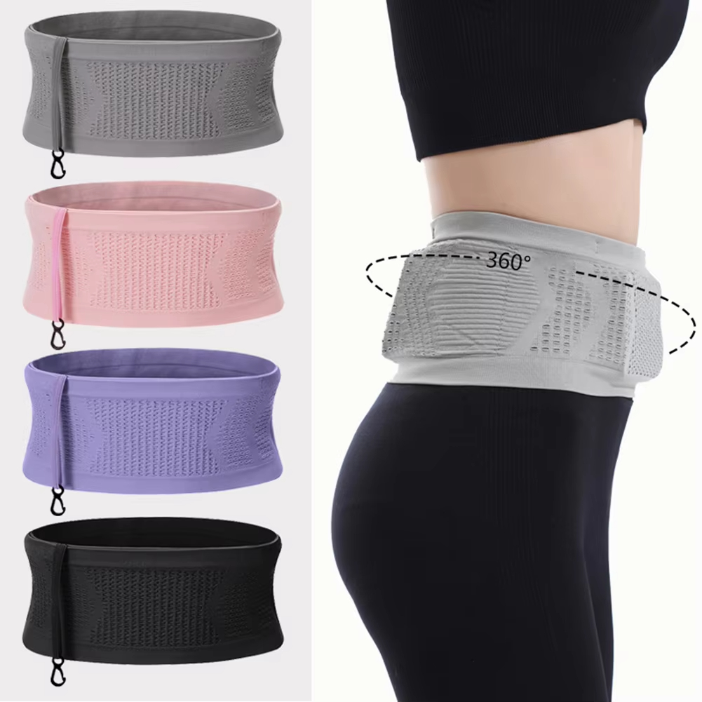 Travel Waist Packs Pouch Bag Multifunctional Knit Breathable Concealed Waist Bag Slim Thin Waist Pack With Hanging Hook Lightweight Packet For Riding 