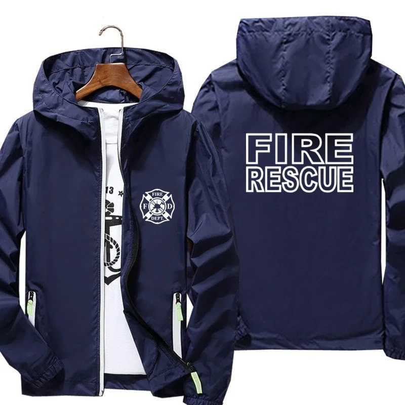 Fire Rescue Fireman Hooded Men Streetwear Jacket Reflective Sunscreen Pilot Windbreaker Skin Coat Fashion Oversized Clothing W250623