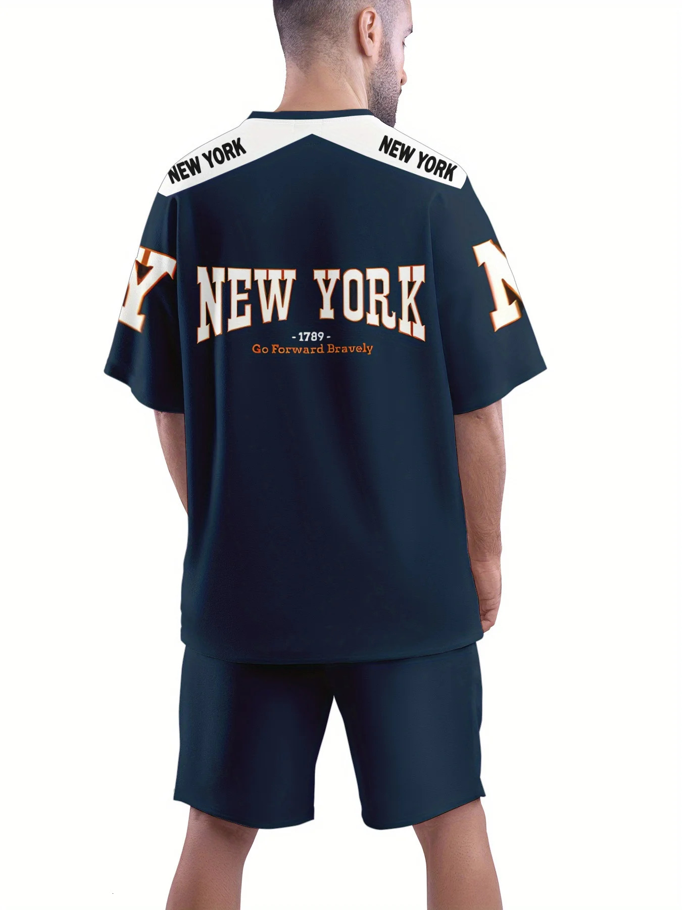 Summer casual sportswear set with letter prints The breathable outdoor mens Tshirt and shorts It is a summer 3D p 250614
