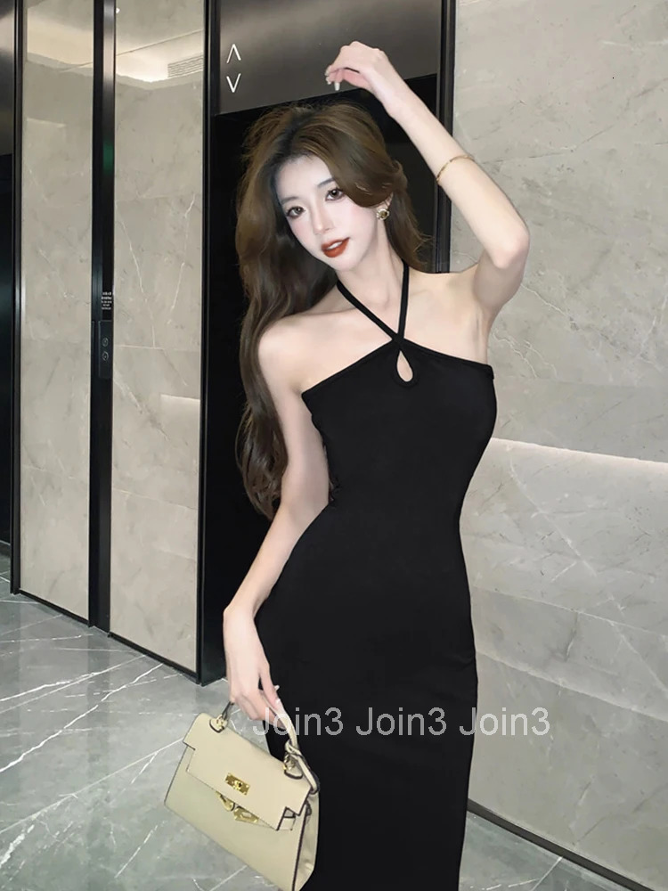 New Summer Fashion Y2K Vacation Beach Mermaid Long Dress Women Clothes Elegant Sexy Halter Backless Slim Maxi Vestido Robe Femme