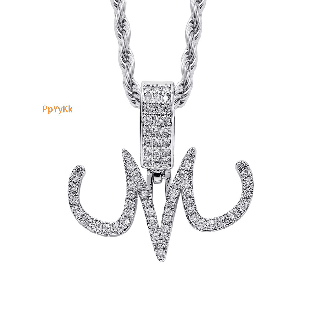 Luxury Moissanite Jewelry M Logo Personalized Hip Hop Pendant Full Diamond Necklace Pass the diamond tester
