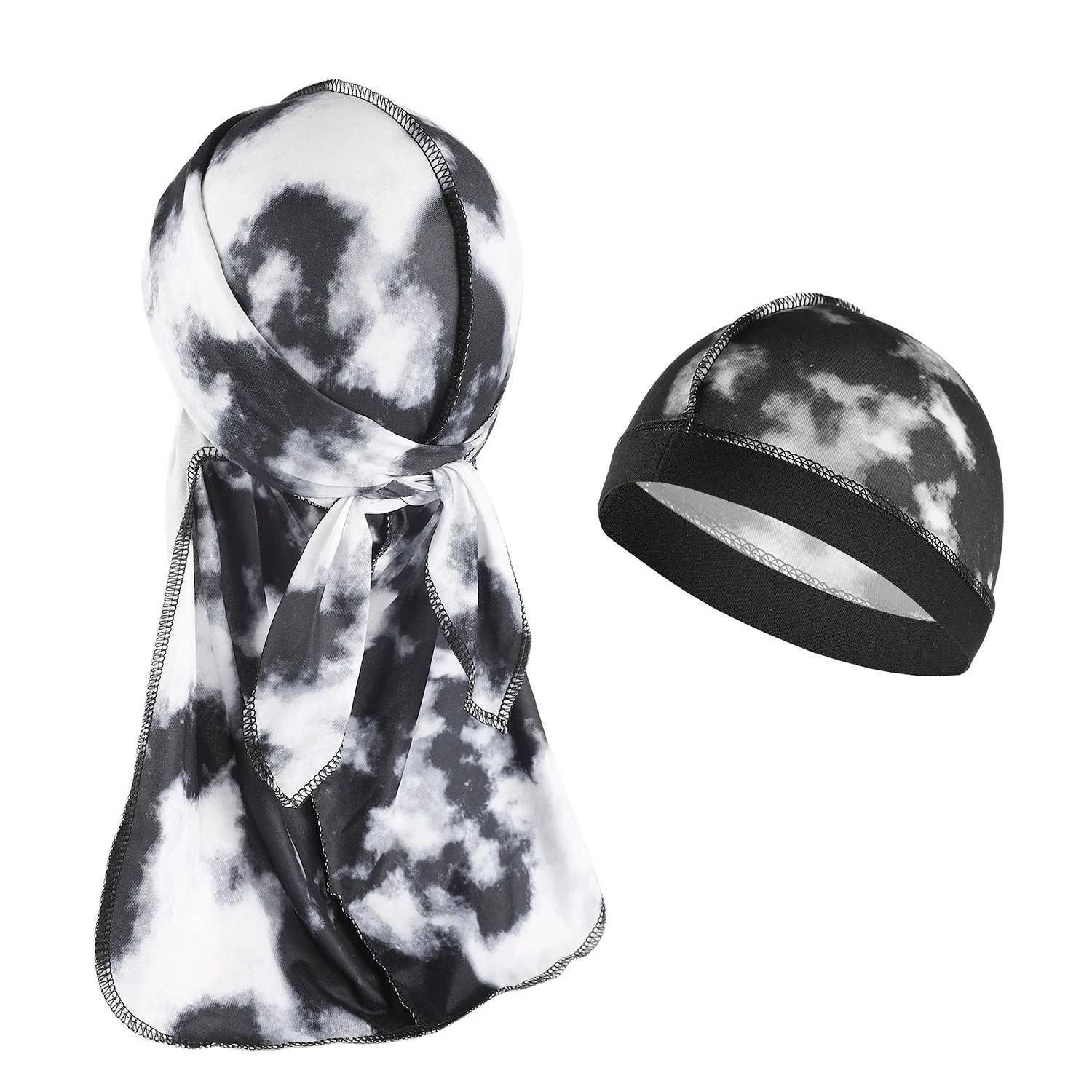 Fashion Camo Mens Silky Durags Turban Print Unisex Silk Durag Headwear Bandans Headband Hair Accessories Pirate Hat Waves Rags M250623