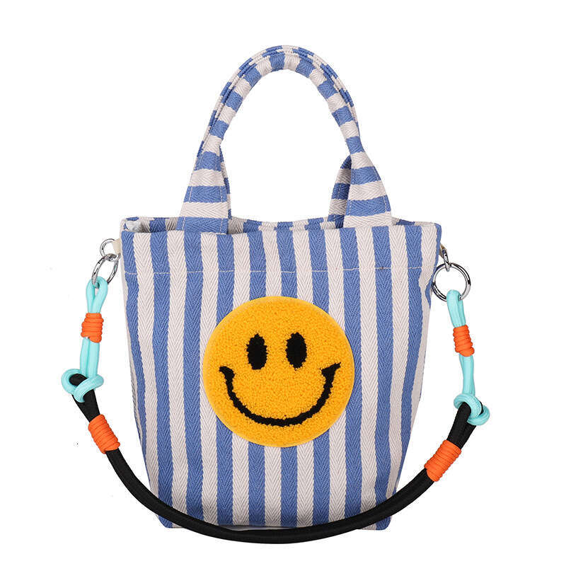 2025 Summer New Canvas Women's Bag Smiley Face Cute Cartoon Commuter Tote Large Capacity Crossbody Handbag Trendy