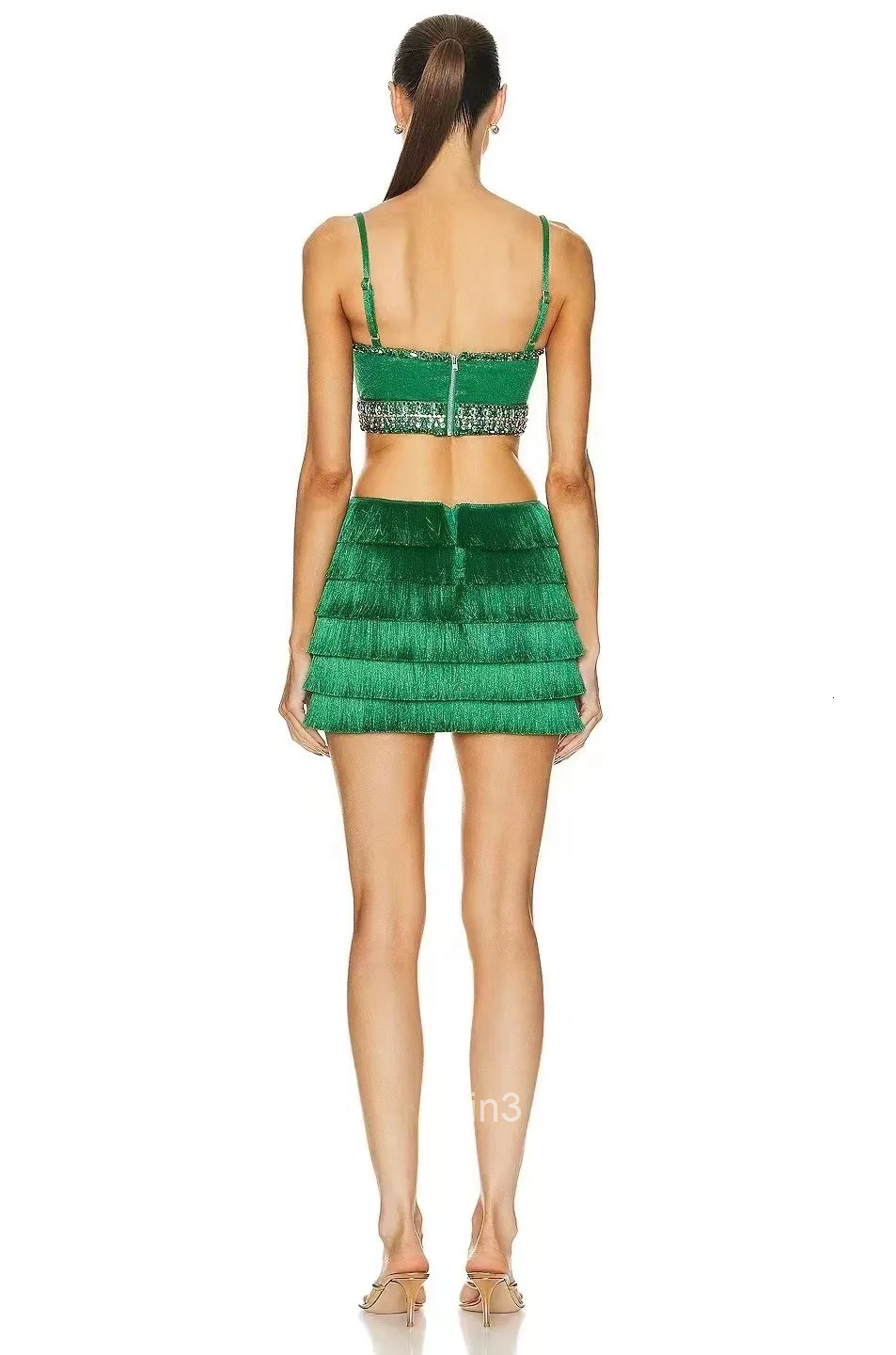Womens Sexy Hollow Metal Loop Splicing Sling Mini Bandage Dress Spring Rhinestone Gown Cascading Design New Fashion Clothing