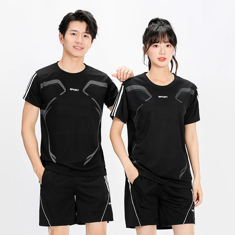 Ultra-thin Breathable Ice Silk Couple Sports Short Sleeved Shorts Set For Comfortable Versatile Outdoors Quick Drying Top 250617