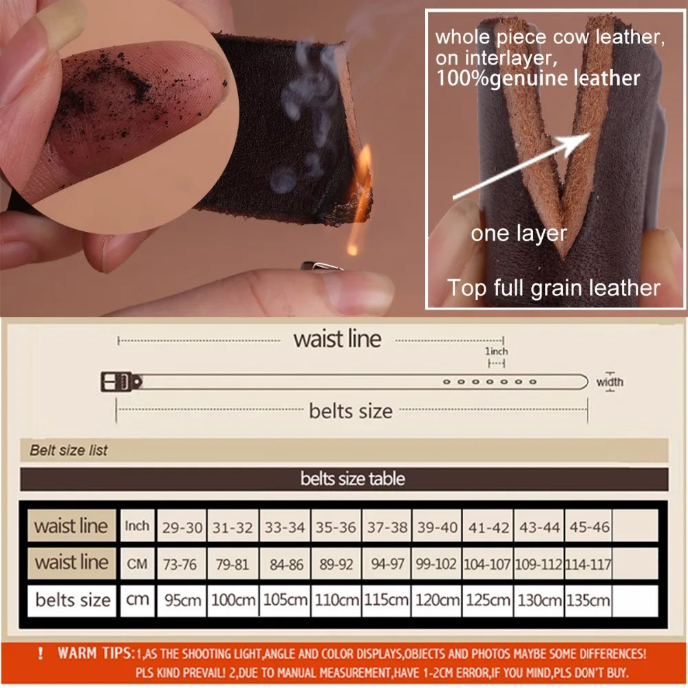 CCOOLERFIRE Men Belt Full Grain 100% Real Genuine Cowskin Top Layer Leather Soft Jeans Cowhide Belts For Men TM053 250618