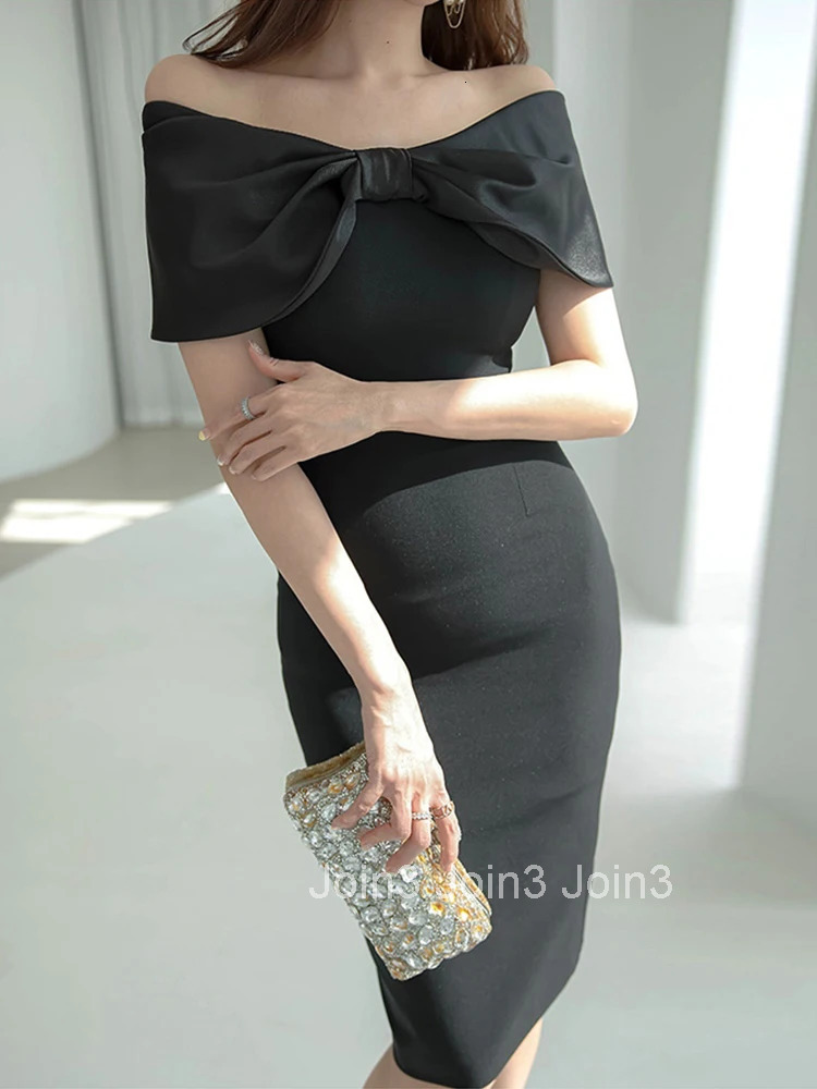 Fashion Summer Evening Dress Women Chic Formal Black Sexy Off-Shoulder Slim Midi Party Club Prom Mujer Vestidos Street Clothes
