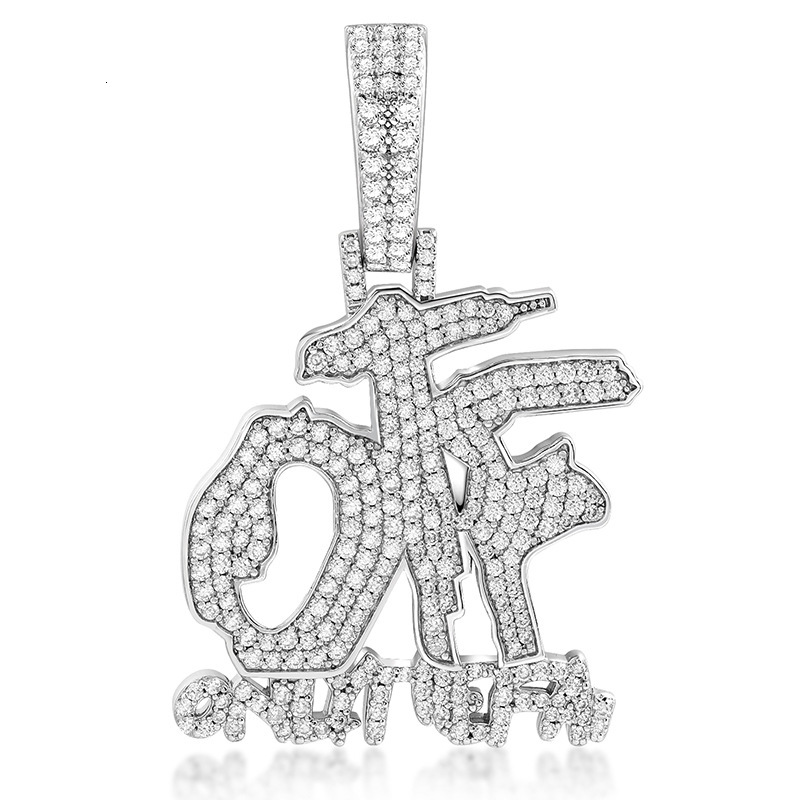 Cuban Silver Diamond Inlaid Bold Men's Necklace Hip Hop Trendy Unique Pendant Druzy jewelry