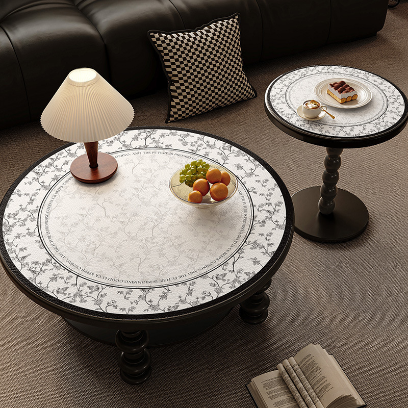 Classic Circular Wooden Grain Effect Protector Pad Non-Slip Design Ideal for Kitchen Tables