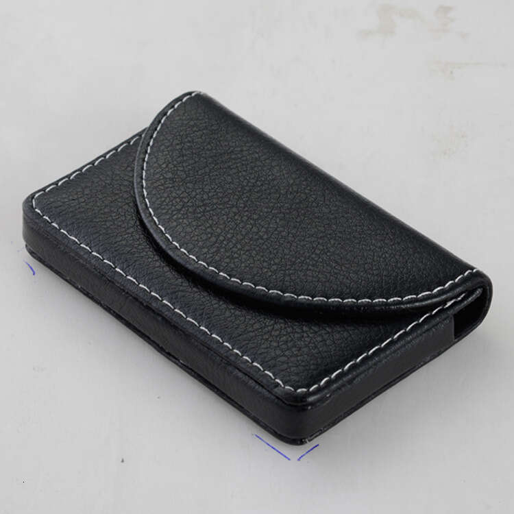 Stainless Steel Metal Holder Leather Business Card Case Half Round 033