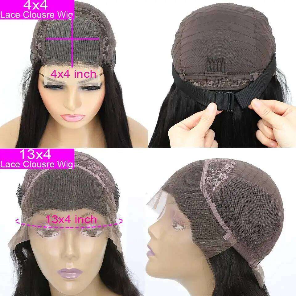 30 32 Inch Highlight Ombre Frontal Wig Straight Human Hair P4/27 Colored 13x4 4x4 Lace Closure Wigs For Women