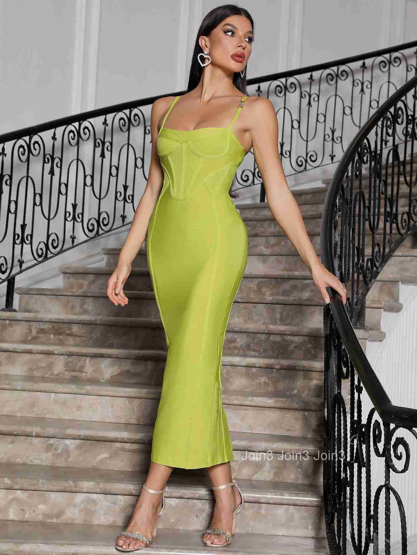 Hot Selling Evening Dinner Dress Fashion Slim Fitting Bandage Skirt Elegant Celebrity Suspender Vestidos Pretty Chic Clothing
