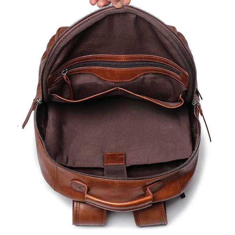 high-quality Men's Genuine Leather Business Outdoor Travel Backpack Cowhide Large Capacity Multifunction Fashion Trend Computer Bag