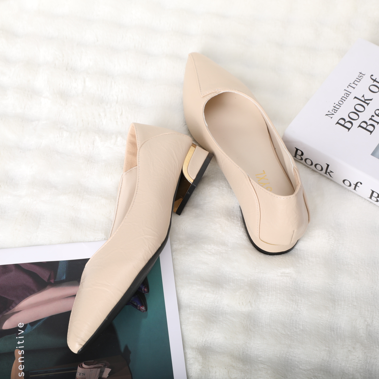 6688-Women's thick toes, low heels, work shoes, women's slouchy casual singles, women's comfortable dresses, fashionable casual wedding