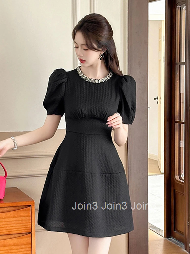 New Summer Fashion Elegant Luxury Black Evening Dress Women Clothes Retro Sexy Puff Sleeve Short Slim Party Prom Vestidos Fiesta