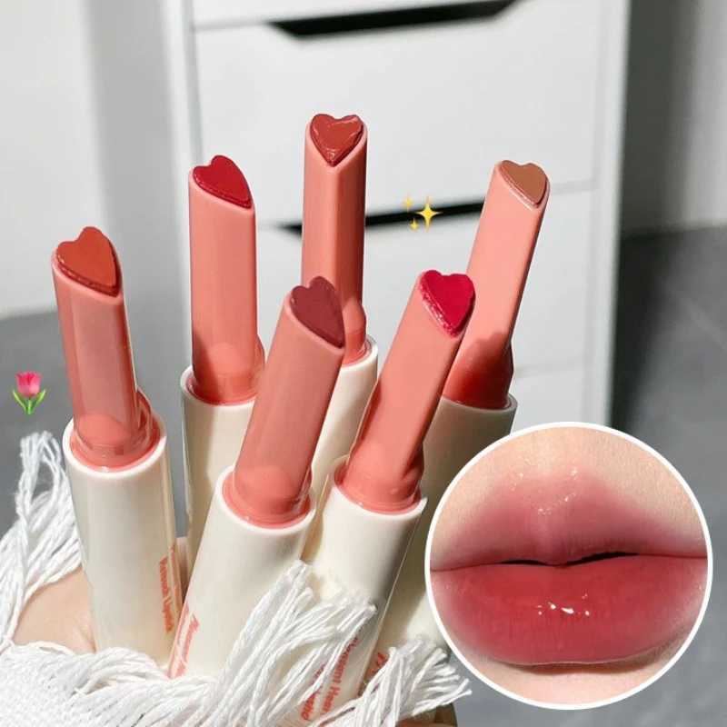New Mirror Glass Solid Lip Glaze Water Light Heart Shape Lipstick Pen Clear Oil Jelly Lip Gloss Korean Tint Makeup Girl Cosmetic XJ250623