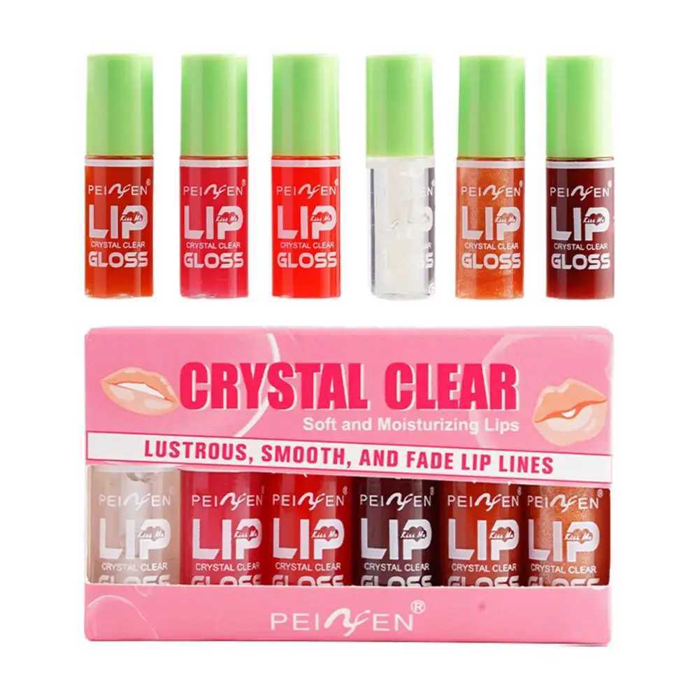 6PCS Moisturizing Lip Gloss Transparent Lip Oil Hydrating Lip Glaze Lip Plumper Hydrating Makeup Liquid Lipstick Set Cosmetics XJ250623