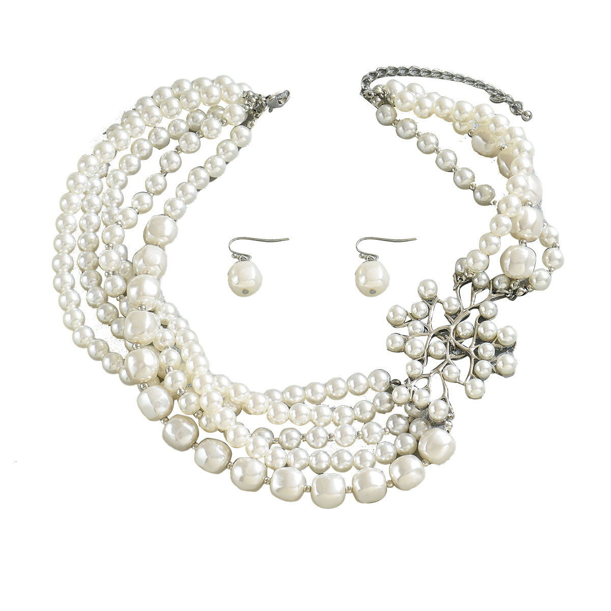 Fashion Women's Jewelry Set Personality Pearl Necklace Design High-end Earrings