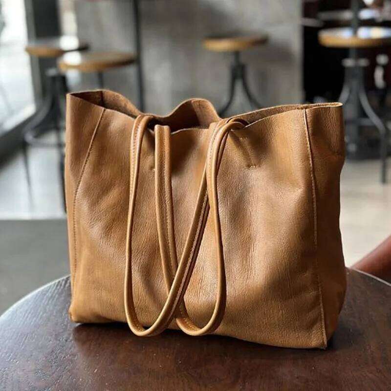 Autumn Winter Leather Top Layer Cowhide Shopping Bag Designer New Fashion Large Capacity Hand Of Lading Shoulder