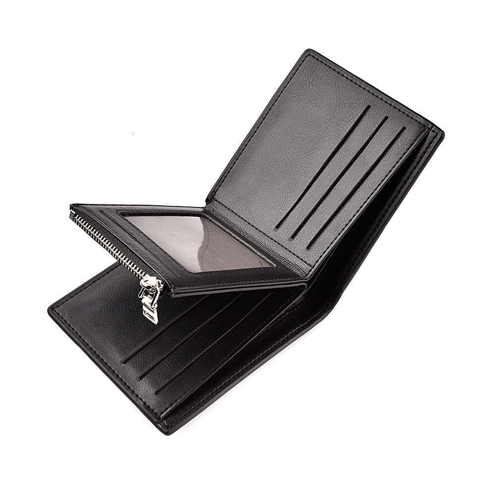 Men's Short Horizontal Style Personality PU Leather Fashion Wallet Business Zipper 70% off Multiple Slots Coin Purse Card Holder