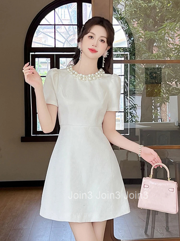 Simple Black Vintage Short Evening Dress Women Clothes New Summer Elegant Pearl O-Neck Slim Mini Party Club Prom Vestidos Fiesta