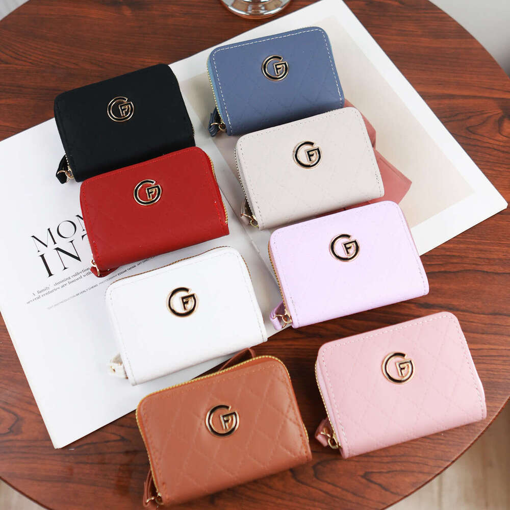 New Embroidered Quilted High-End Women's Short Wallet Korean Style Solid Color Simple Card Holder Student Coin Purse