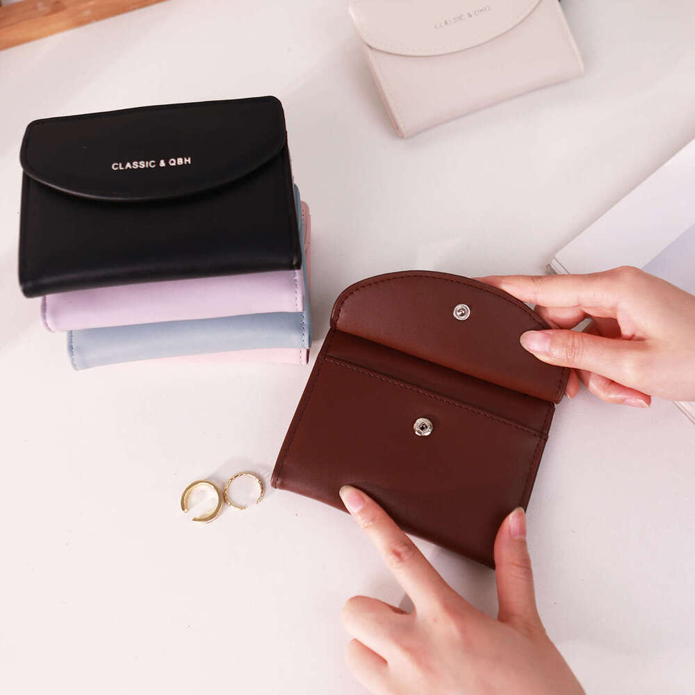 Korean Style New INS Female Student Solid Color Simple Multi-Functional Wallet Small Card Holder