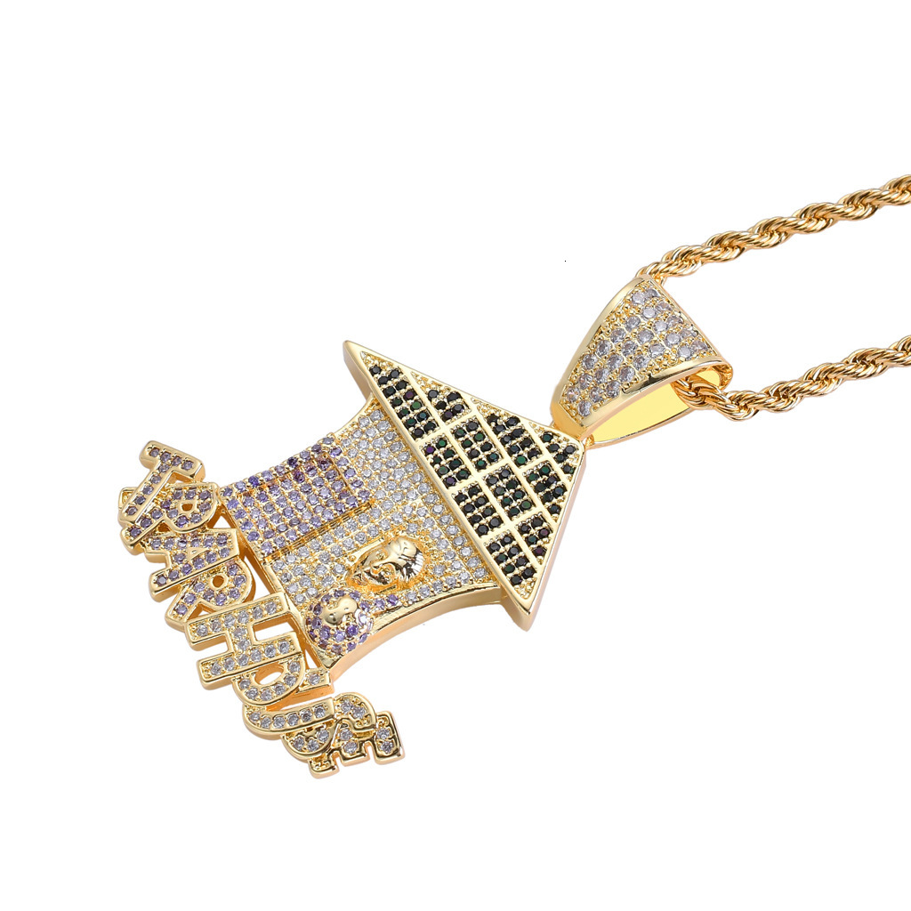 Luxury Moissanite Jewelry Trendy Hip Hop House Pendant Iced Out Full Diamond Necklace Hip Hop Accessory Pass the diamond tester