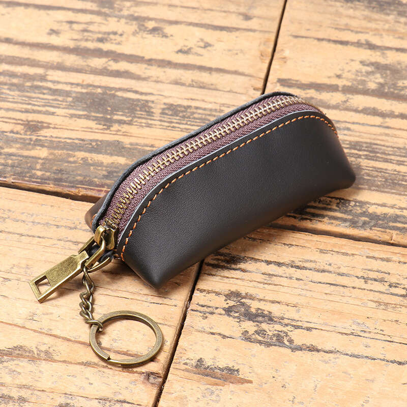 New Men's Genuine Coin Purse Women's Crazy Horse Leather Key Holder Multi-functional Cowhide Clutch Storage Bag
