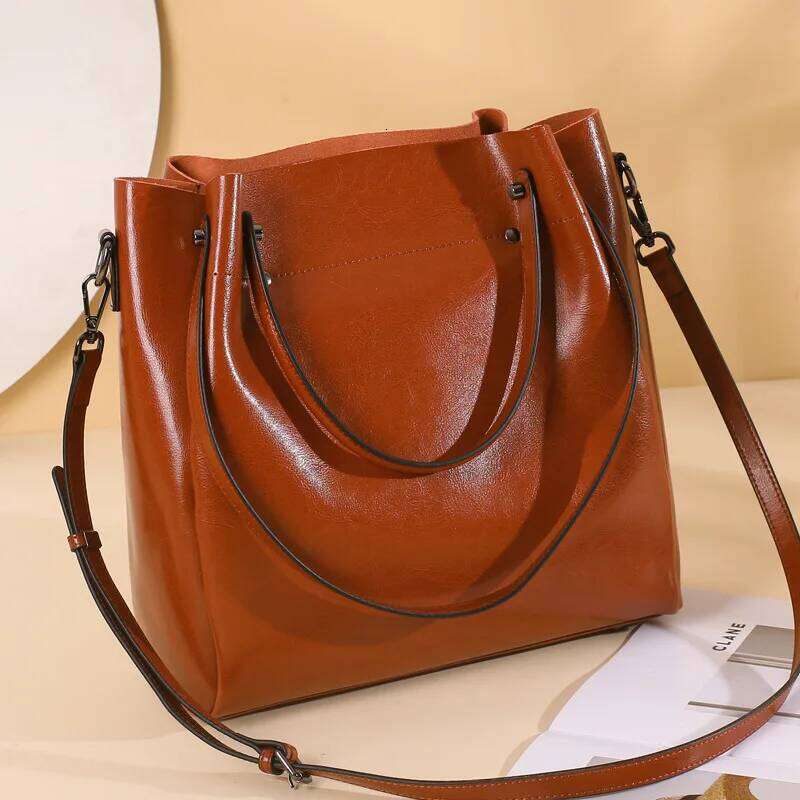Bags 100% Genuine Leather Women's Shoulder 2025 NEW Large Capacity Tote Cowhide Commuter Crossbody Handbag Bag For Shopping