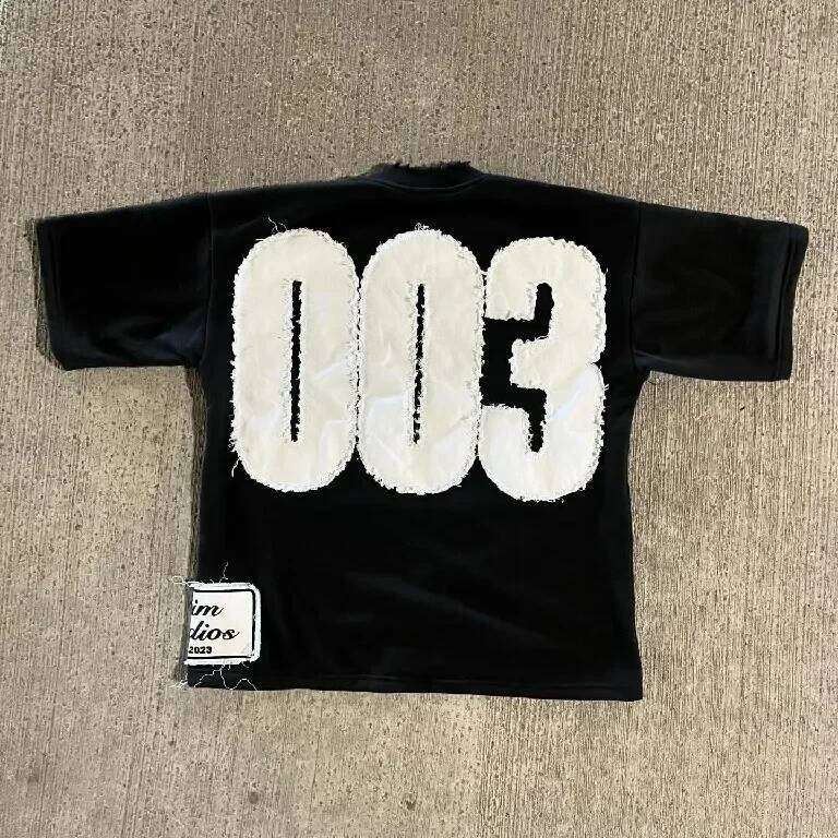 Streetwear Black Men Women Haruku Hip Hop Number 003 Graphic Patch Oversized T Shirt Goth Cotton Short Sleeve Y2K Tops