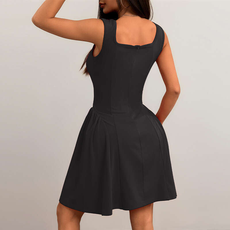 Hot-Selling Cross-Border Women's Fashion 2025 Summer New European and American Slim Fit Backless Sleeveless Tank Dress