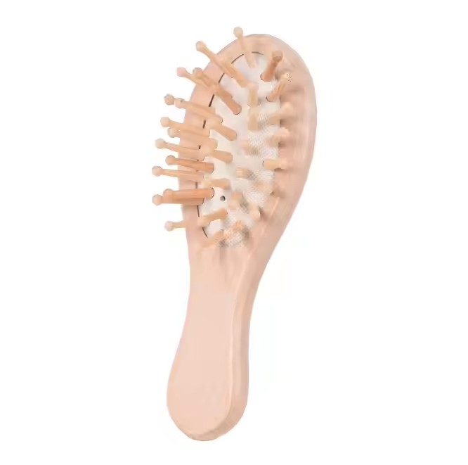 Bamboo Bristles Detangling Wooden Hair Brush Wet or Dry Oval Hairbrush 16*4.5*3cm for Women Men