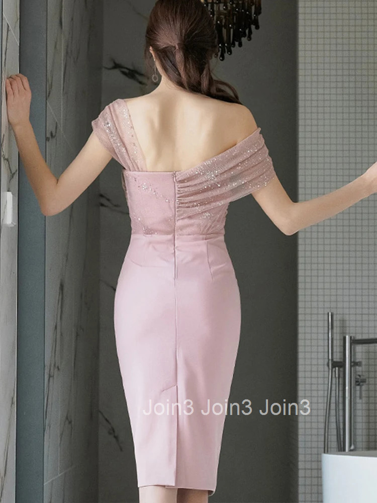 Fashion Evening Dress Women Ladies Clothes Elegant Sparkly Shiny Sequin Sexy Off-Shoulder Backless Midi Party Prom Mujer Vestido