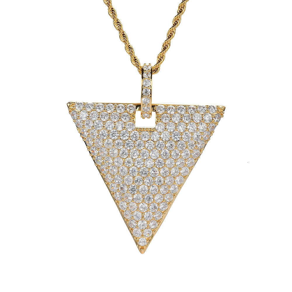 Hip Hop Men Triangle Diamond Inlaid Trendy Brand Geometric Moissanite Statement Pendant Pass the diamond tester