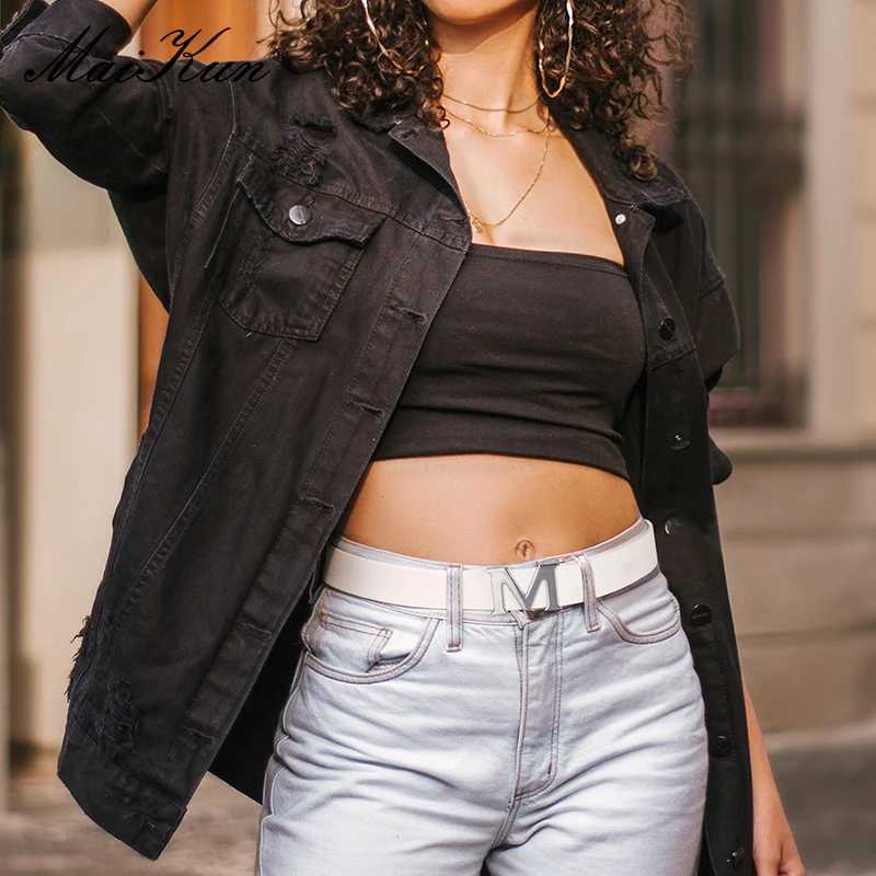 Maikun Womens Leather Belts Removable Letter M Plate Buckle High Quality PU Leather Belt For Jeans Dress Halloween l25062312