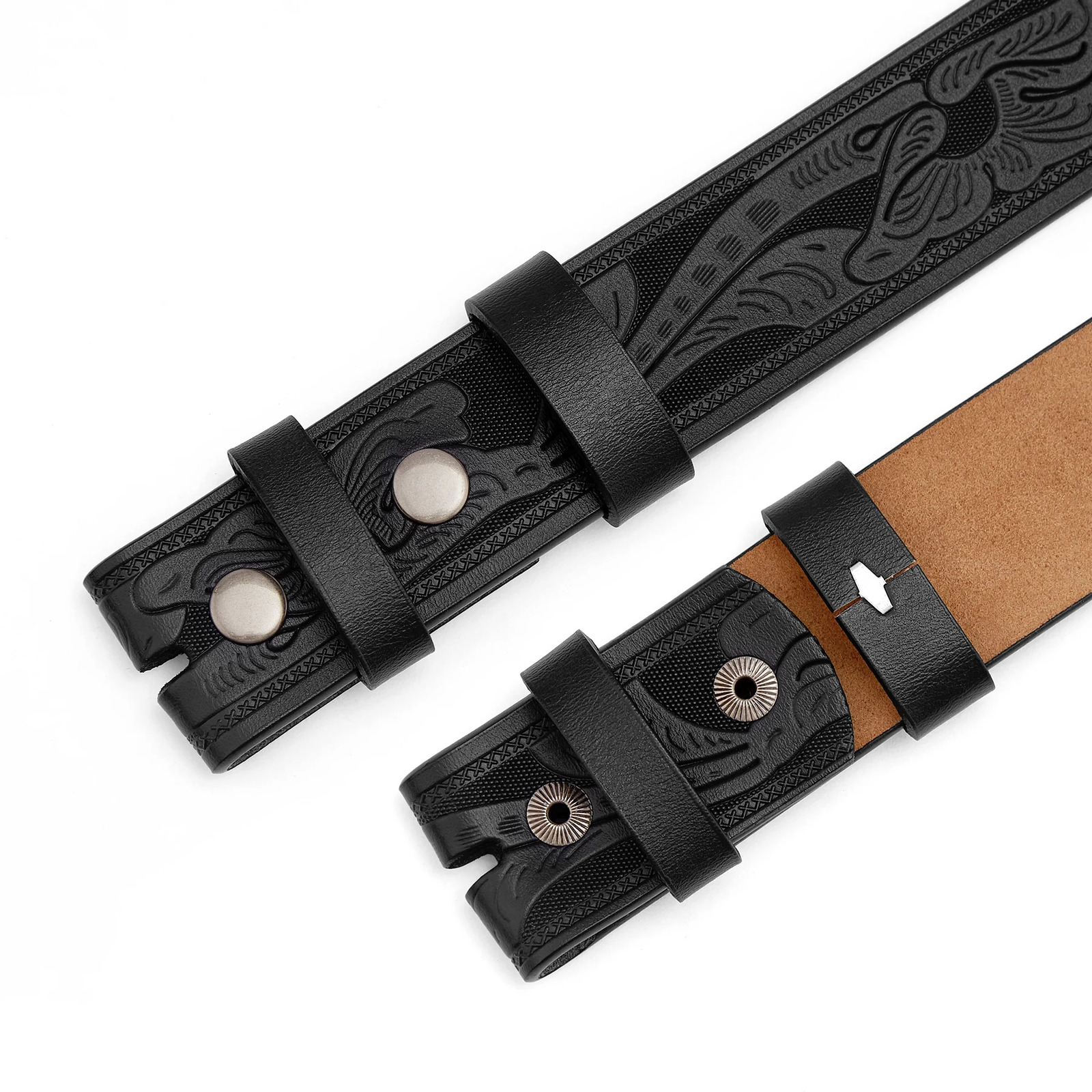 2024 Belts Without Buckle Two Layer Embossed Cowhide No Buckle Strap Pin Buckle Belt Body High Quality Male Belts 250618