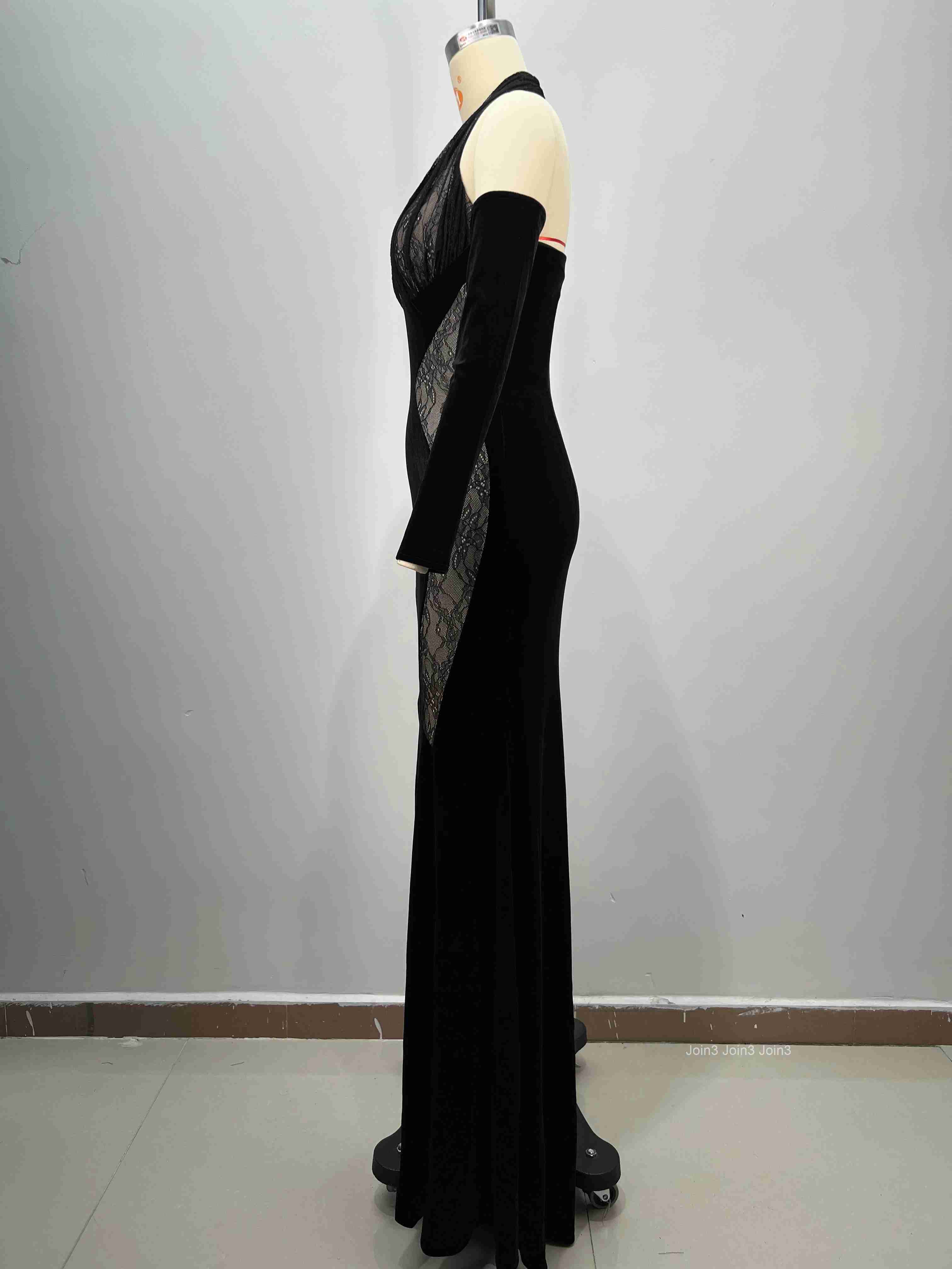 Chic Black Velvet Lace Evening Gown Sweetheart Neckline Long Sleeve Formal Dress for Gala Wedding Red Carpet Events