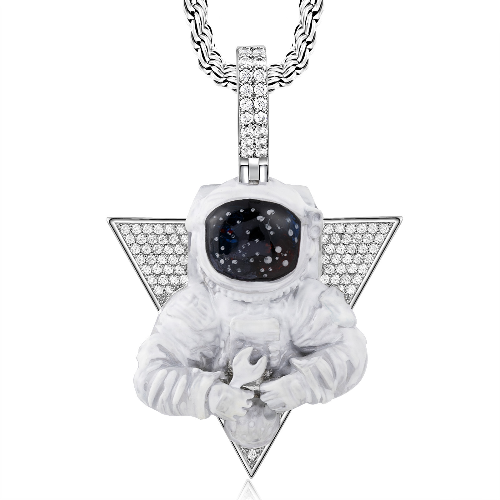 Hip Hop Astronaut Pendant Diamond Inlaid Niche Affordable Luxury Personalized High - end Streetwear Brand Necklace Accessory Pass the diamond tester