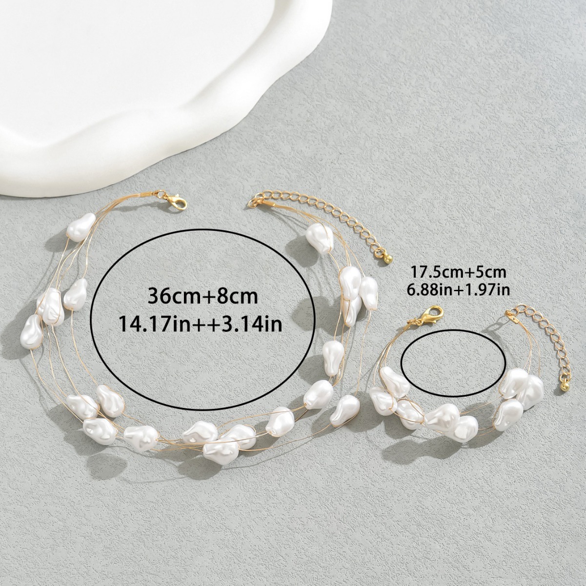 New Women's Pearl Necklace Set Design Beaded Multi-Layer Bracelet Jewelry