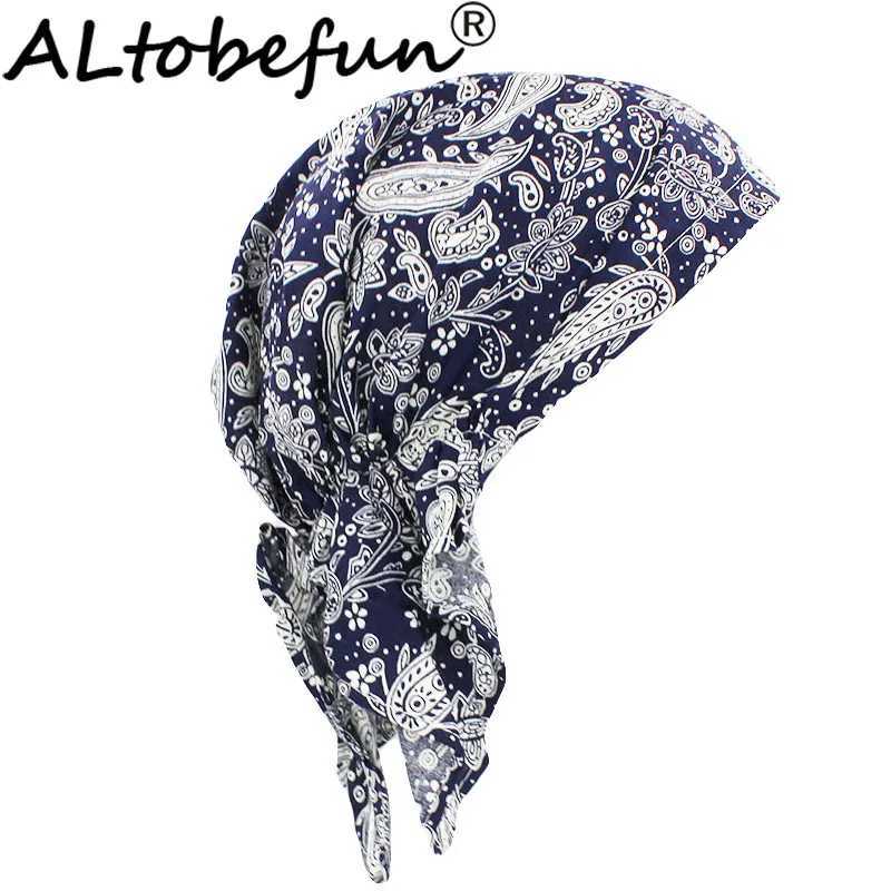 ALTOBEFUN Lady Rural Caps Classical Girl Bandanas Women Hip-hop Stretchy Turban Cap Female Headwear Chemo Hat Polyester BD010 M250623