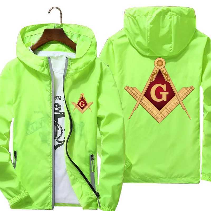 Mens Bomber Hooded Mason Masonic Freemasonry Architecture Symbol Pilot Thin Windbreaker Sunscreen Skin Cycling Jacket Oversized W250623