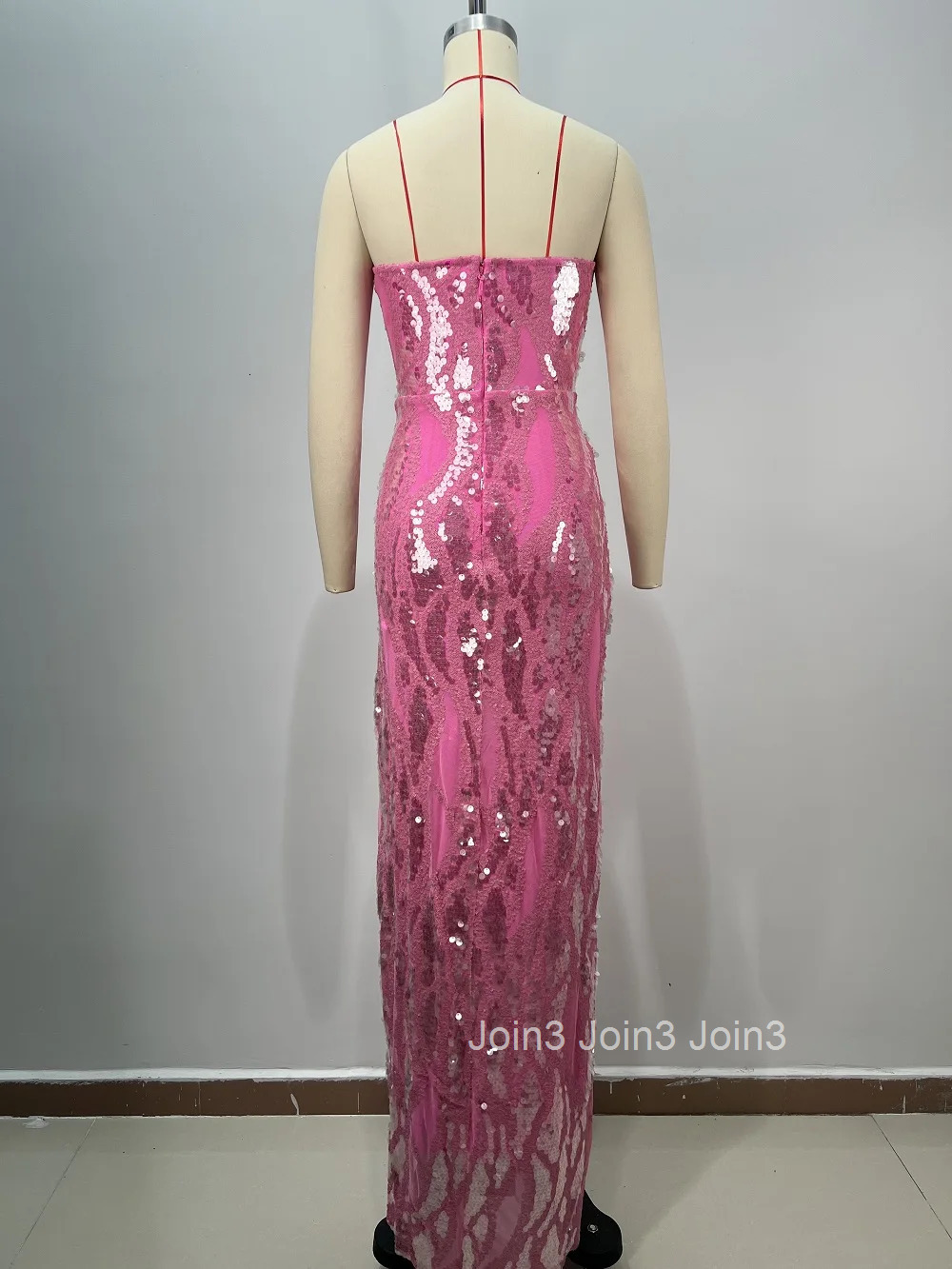 2025 Spring New Style Prom For Women Fashion Sequins Gauze Pink Strapless Dress Sexy High Slit Backless Long Skirt 72h Shipment